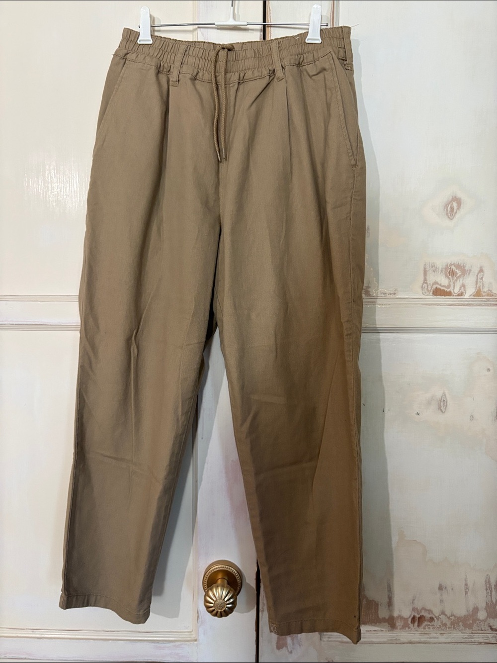 Men's Casual Drawstring Chinos in Tan